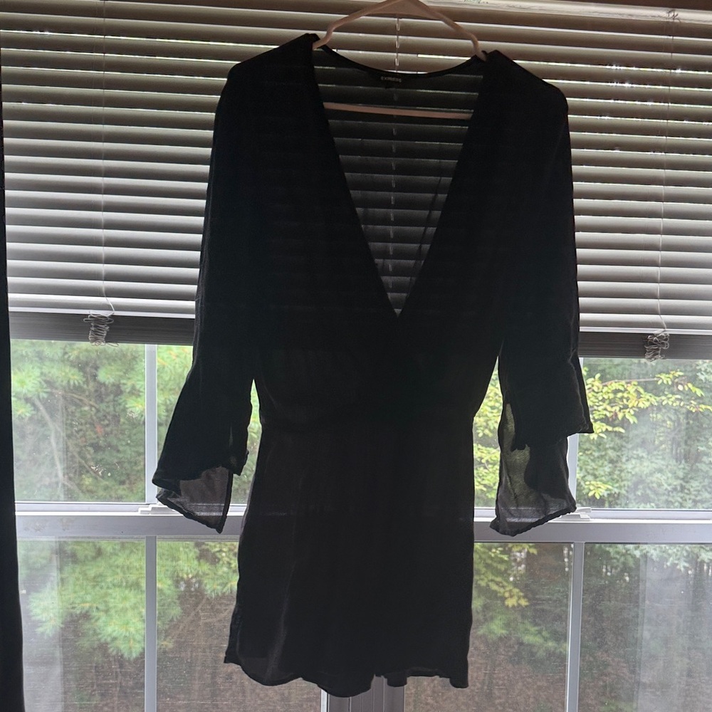 Express Black Sheer Sleeve Romper